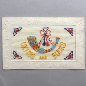 An oxford and bucks regiment WW1 embroidered silk postcard